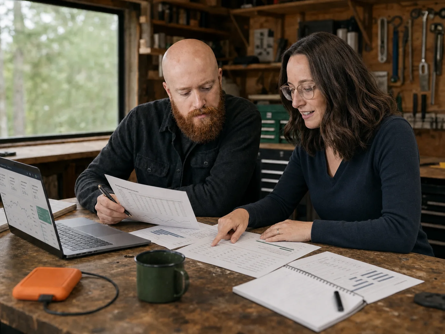 The Spruce Local team reviewing business performance reports together