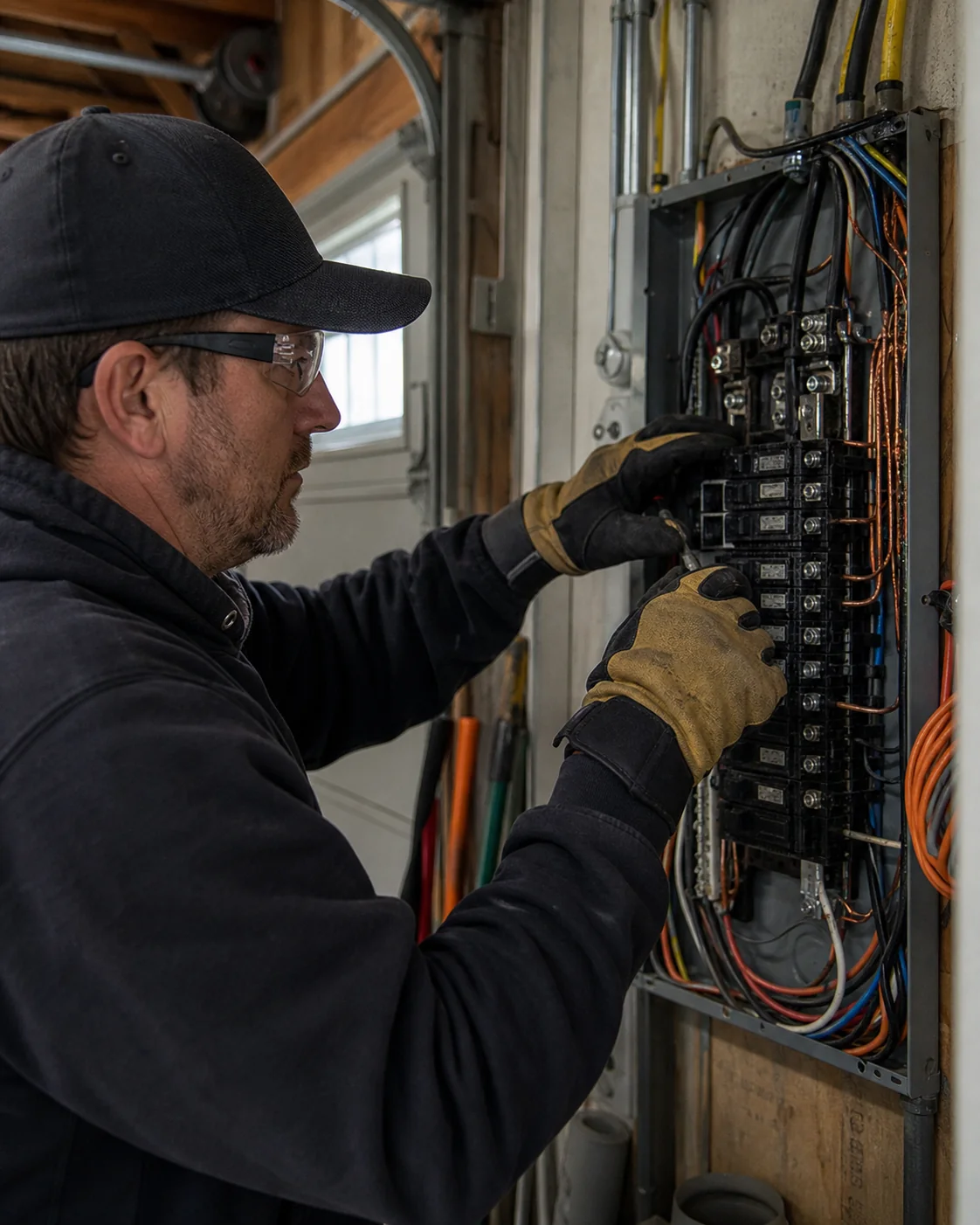 Electrical professional at work