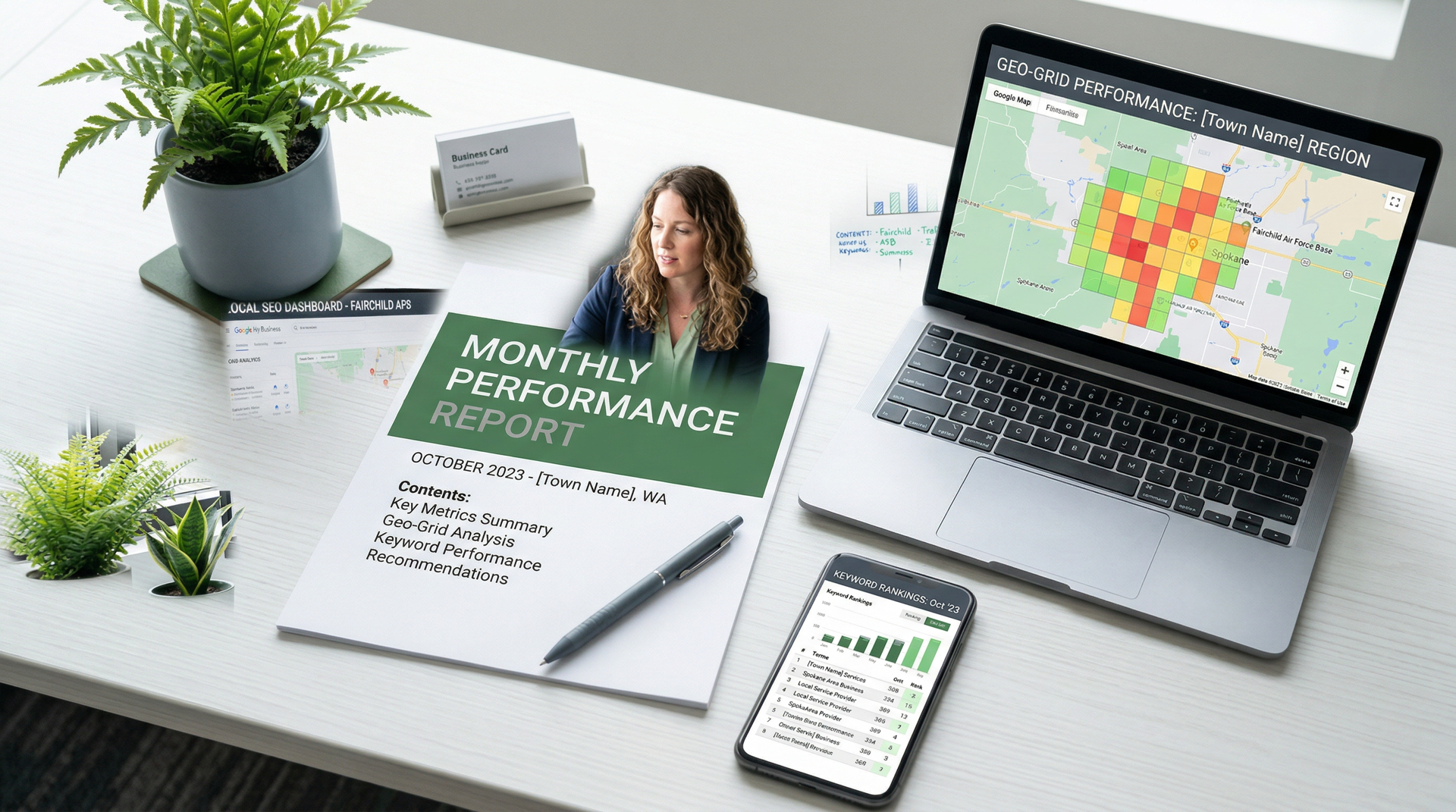 Local SEO monthly performance report and analytics dashboard