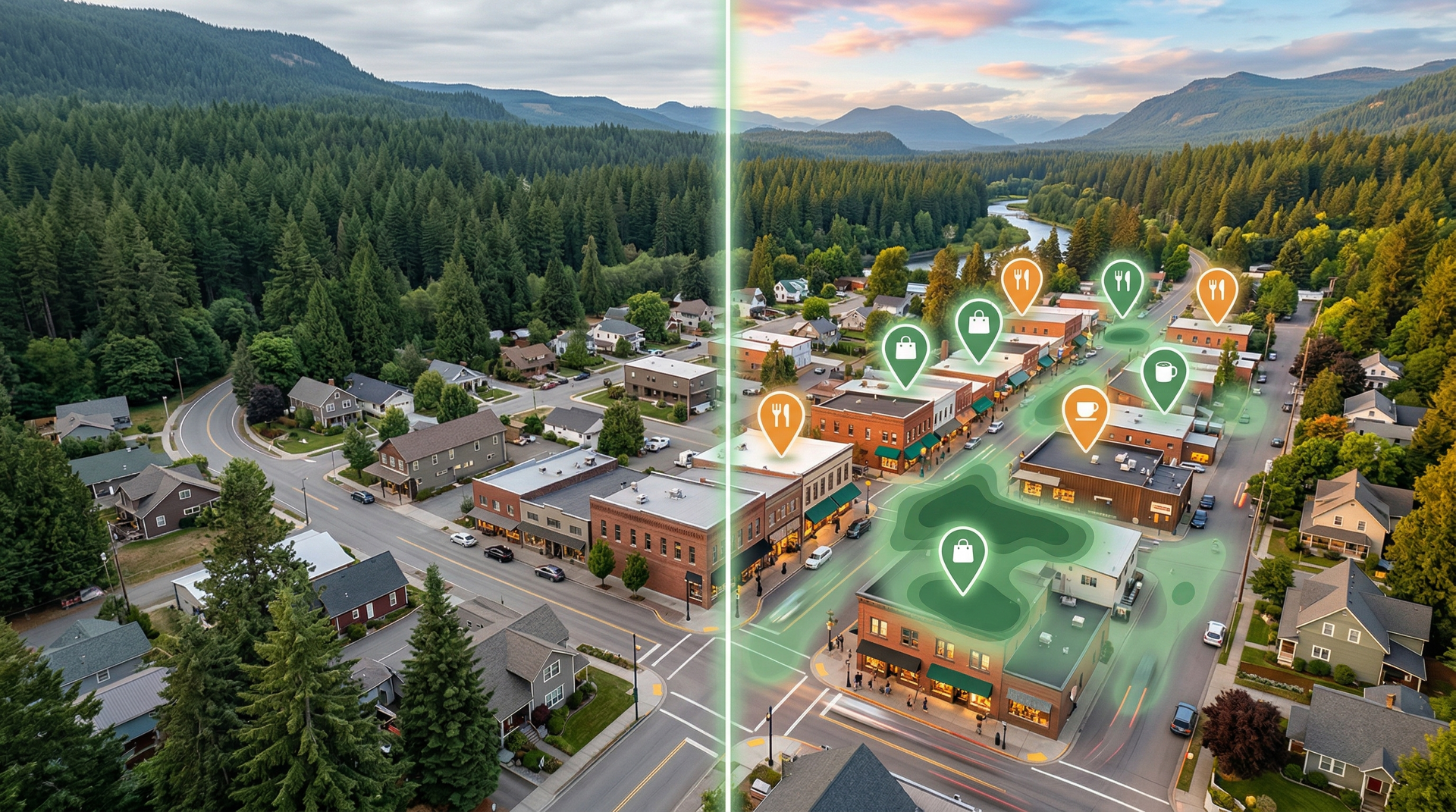 Coverage map showing service areas for local businesses